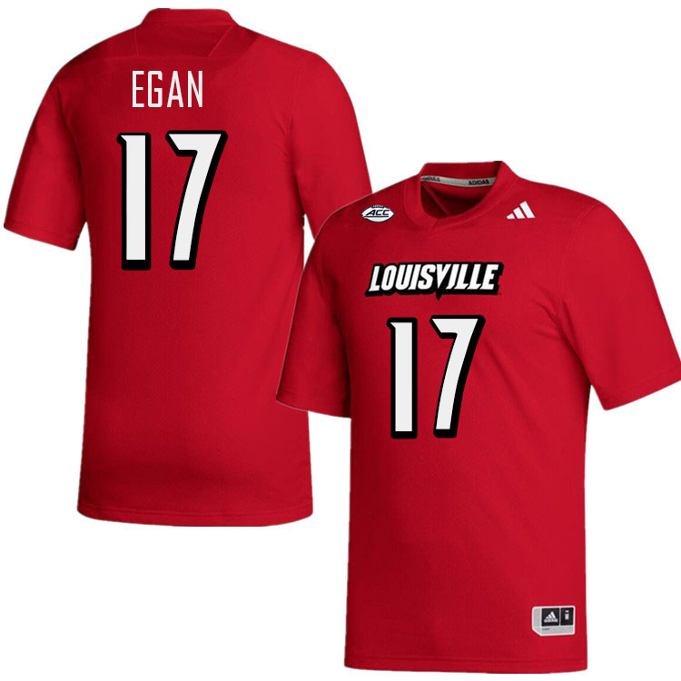Men #17 Travis Egan Louisville Cardinals College Football Jerseys Stitched-Red